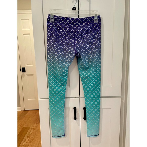 Disney Womens SMALL The Little Mermaid Leggings Pants Tail Purple Blue Metallic - Picture 4 of 5